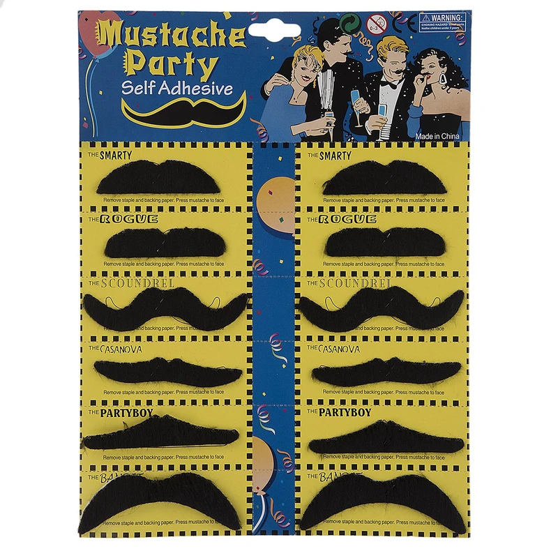 ست سیبیل نمایشی مدل Black Mustache بسته 12 عددی - سیبیل چسبی